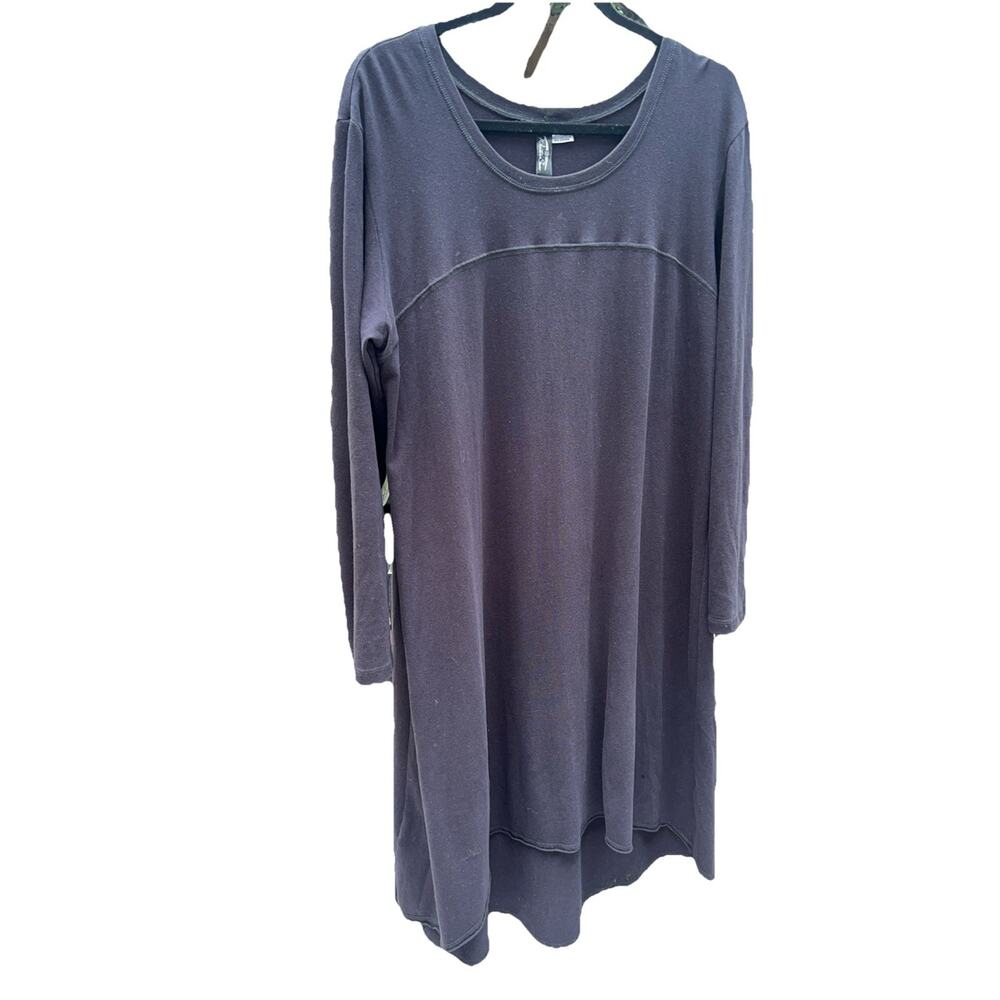 Winter Sun Black Rayon/cotton Long Sleeve Maxi Lagenlook Artsy Dress LARGE